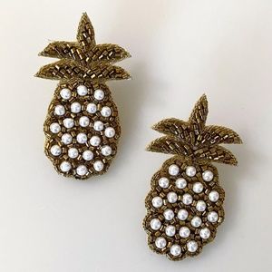 Beaded Pineapple Pearl Handmade Earrings